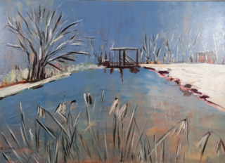 Acryl schilderij, Maya Wildevuur, Oude Schans, 2002